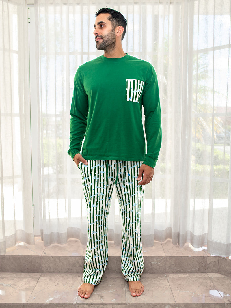Cielo Adult Pyjama Set Green/Blue