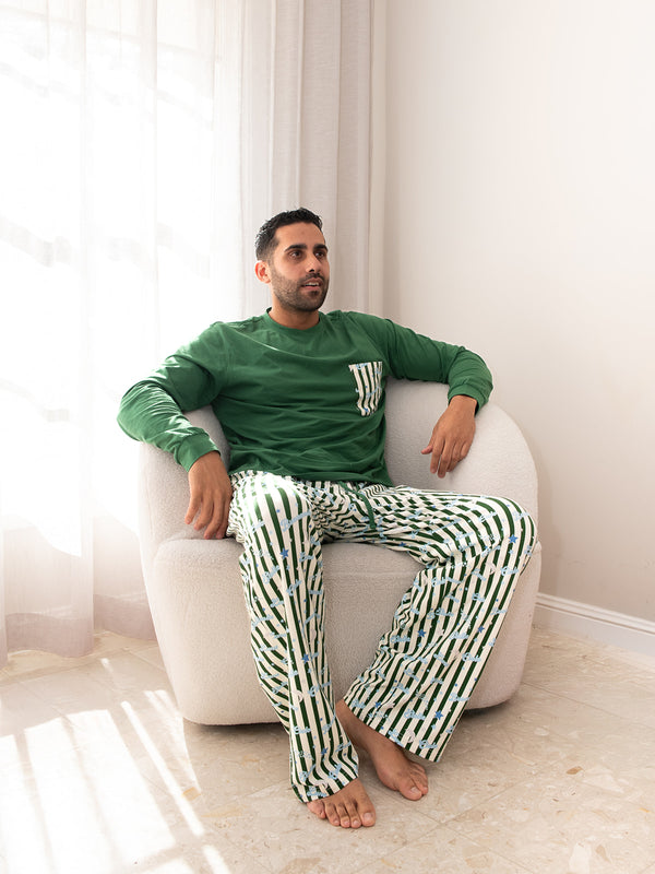 Cielo Adult Pyjama Set Green/Blue