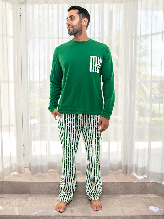 Cielo Adult Pyjama Set Green/Blue