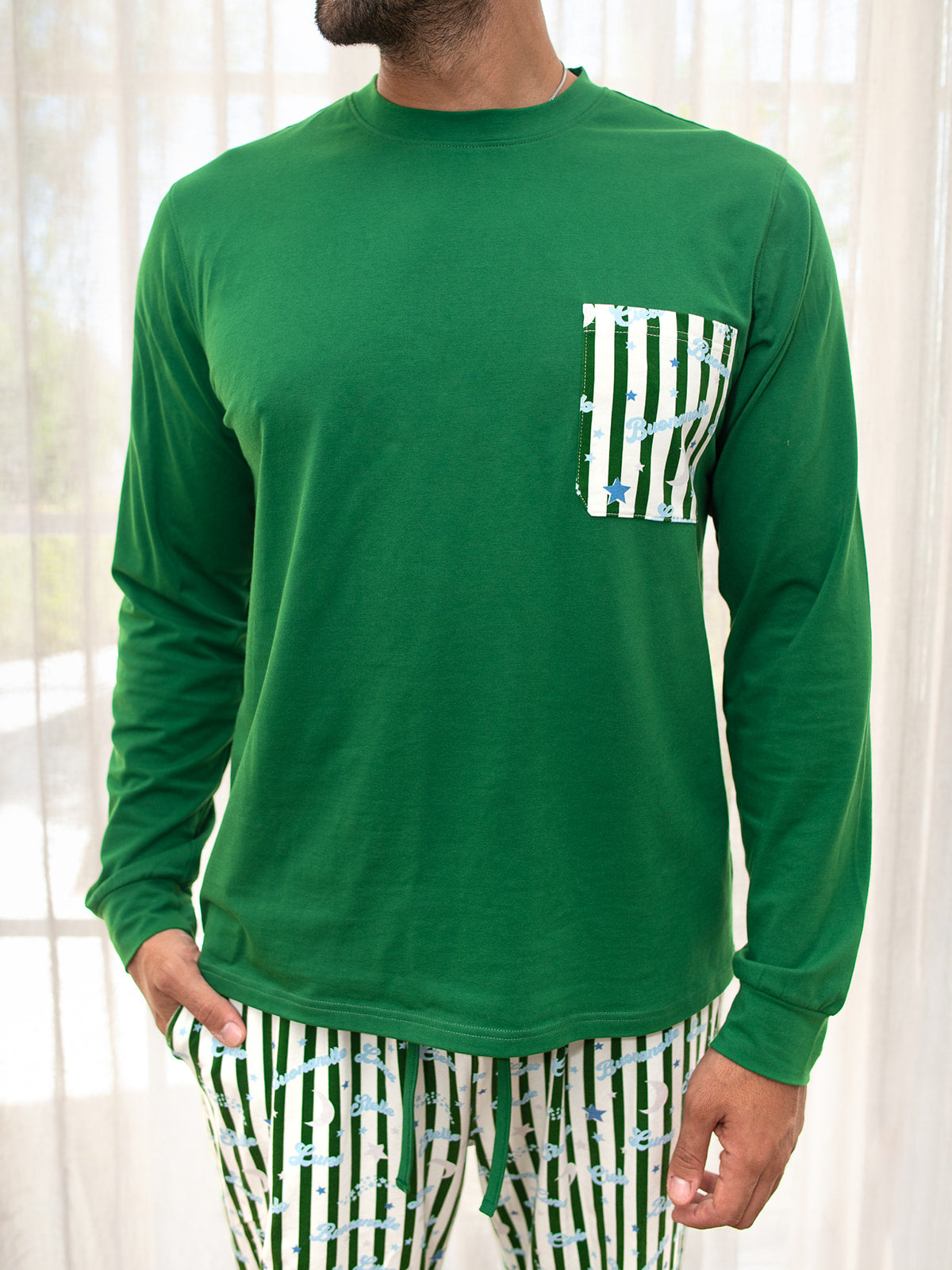 Cielo Adult Pyjama Set Green/Blue