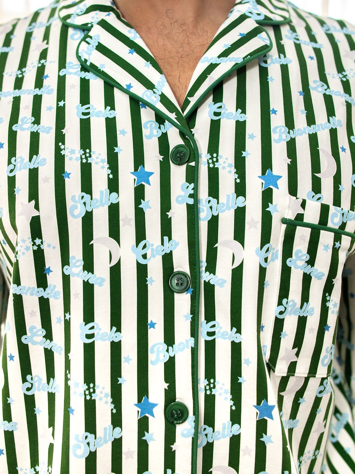 Notte Adult Pyjama Set Green/Blue