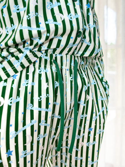 Notte Adult Pyjama Set Green/Blue