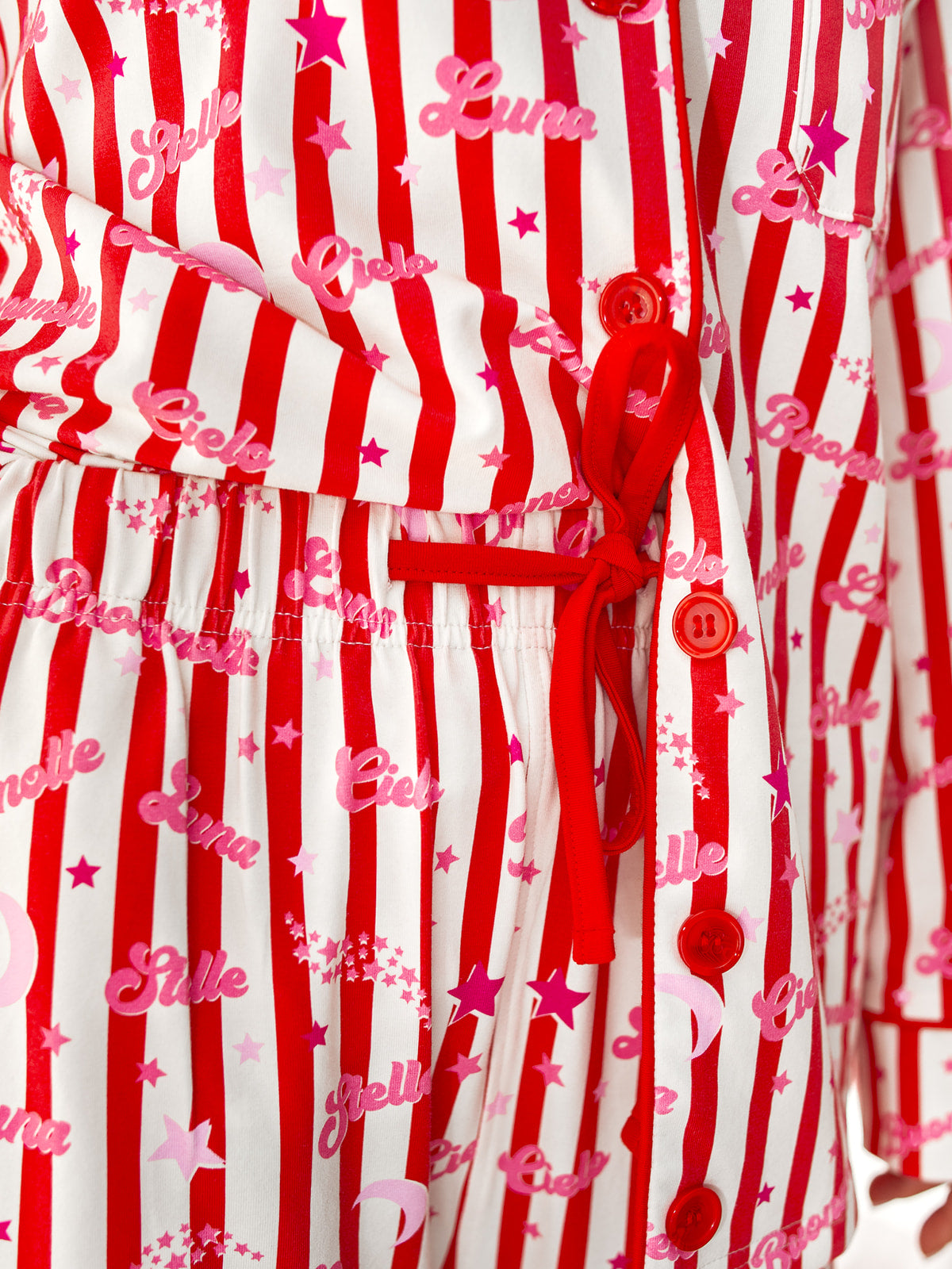 Notte Adult Pyjama Set Red/Pink