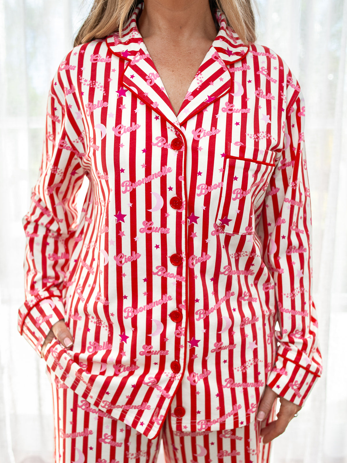 Notte Adult Pyjama Set Red/Pink